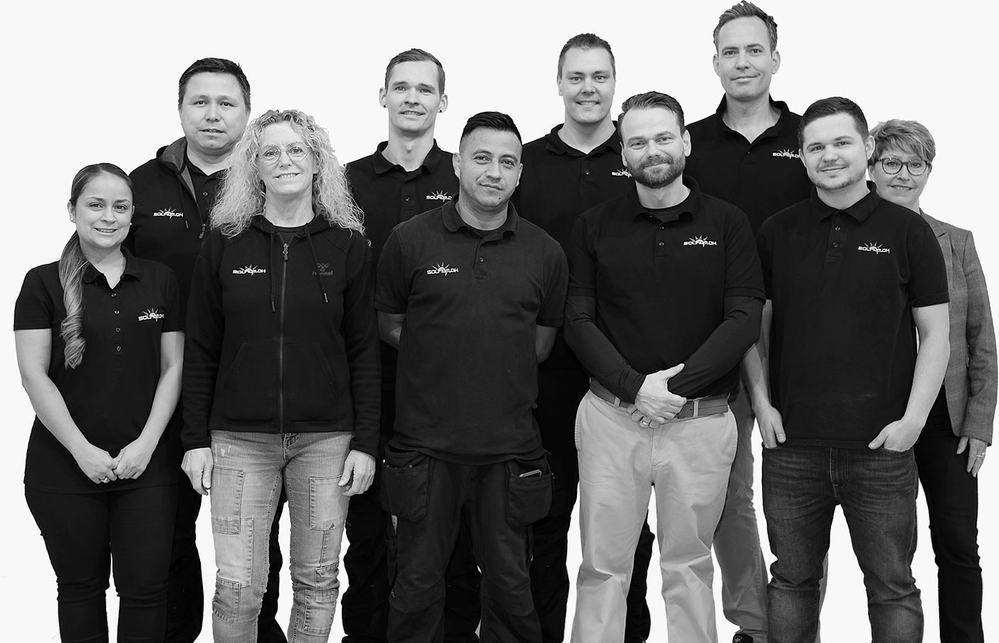 Sort/hvid billede - fællesbillede af teamet hos Solfilm.dk